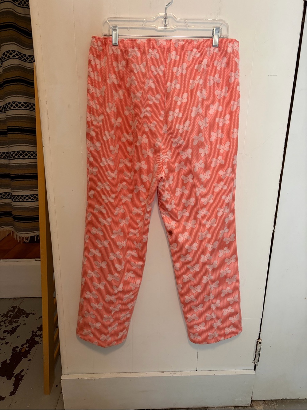 70s retro vintage coral and white butterfly pants set size L - Picture 4 of 4